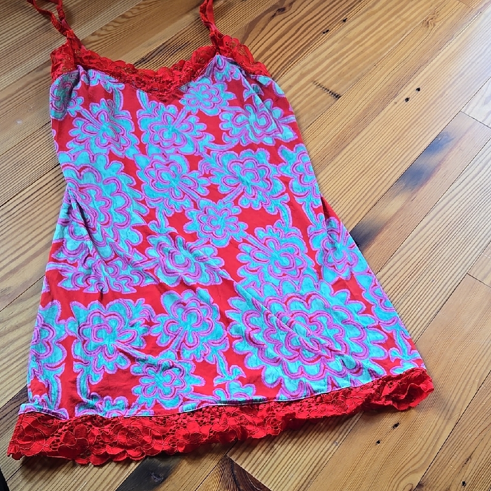Floral Lace Trim Chemise Small By Josie Natori